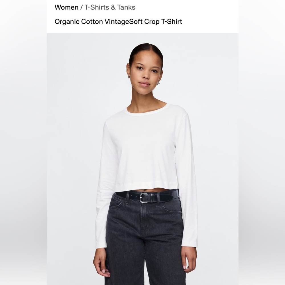NWT Gap Women's Organic Cotton VintageSoft Crop T-Shirt in White, size medium M